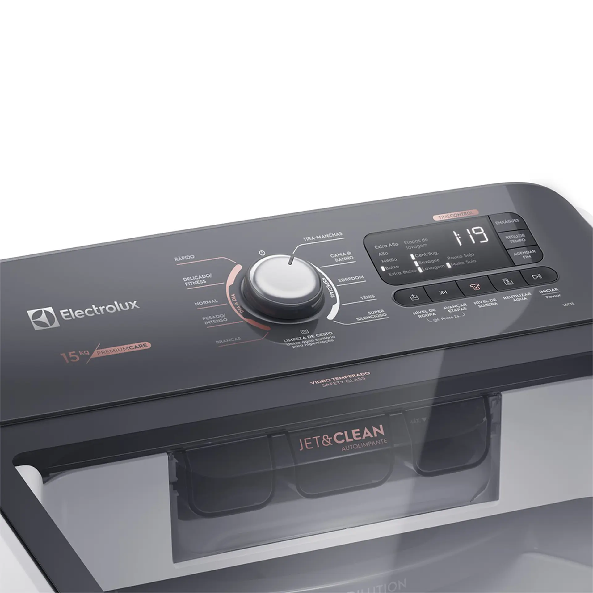 Máquina de Lavar Electrolux Premium Care com Cesto Inox 15kg 11 Programas LEC15 - Branco - 110 Volts