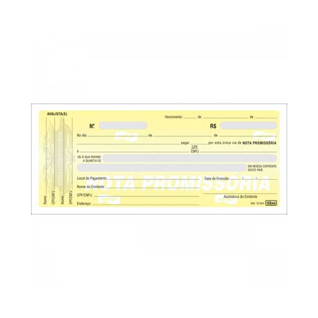 Nota Promissória 50 Fls 214x93 Pacote com 20 Unidades - Tilibra - 151351