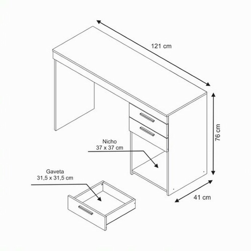 Mesa para Escritório 1,20m 2 Gavetas Nogal Trend Notável Office - 51015