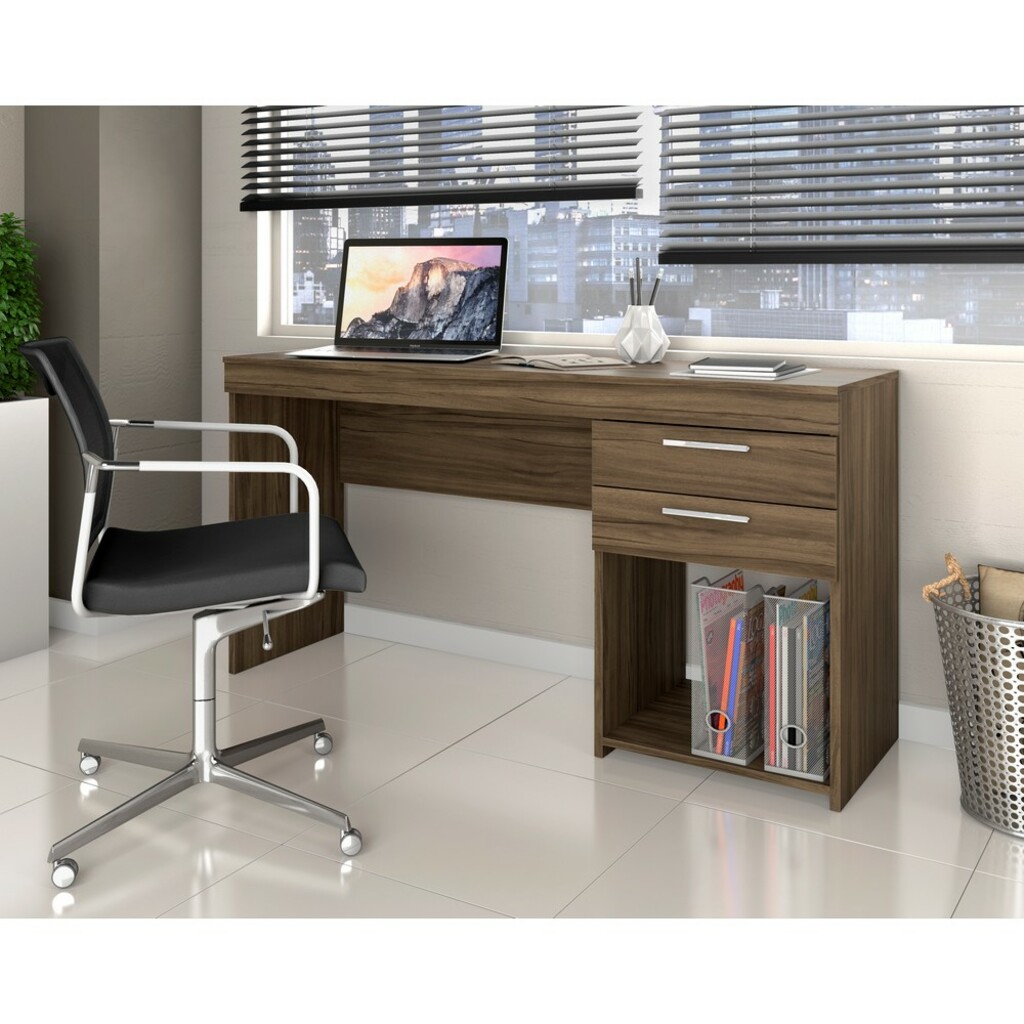 Mesa para Escritório 1,20m 2 Gavetas Nogal Trend Notável Office - 51015