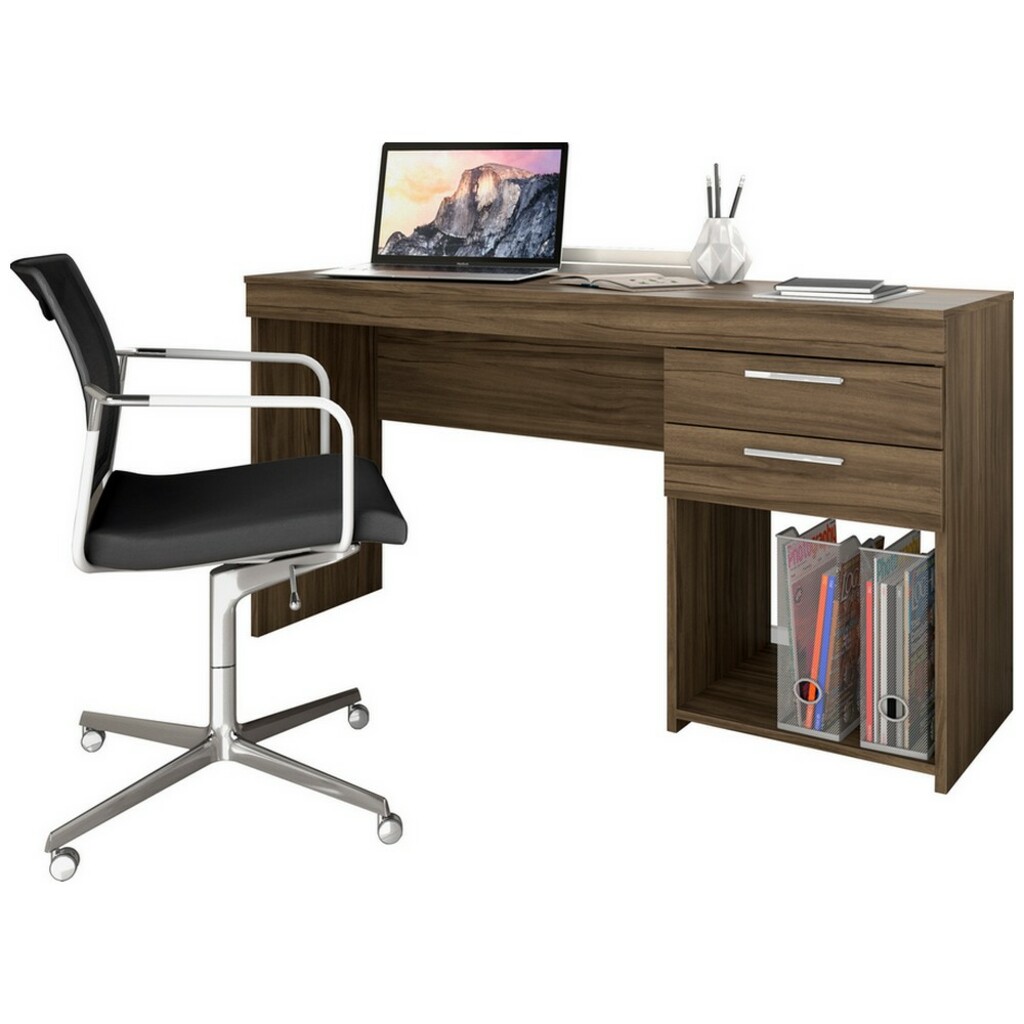 Mesa para Escritório 1,20m 2 Gavetas Nogal Trend Notável Office - 51015