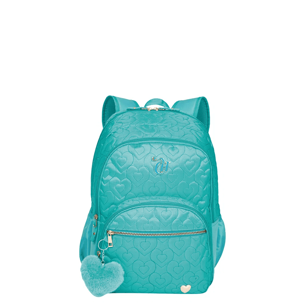 Mochila de Costa Sestini Capricho Crush Grande 2 Compartimentos Turquesa
