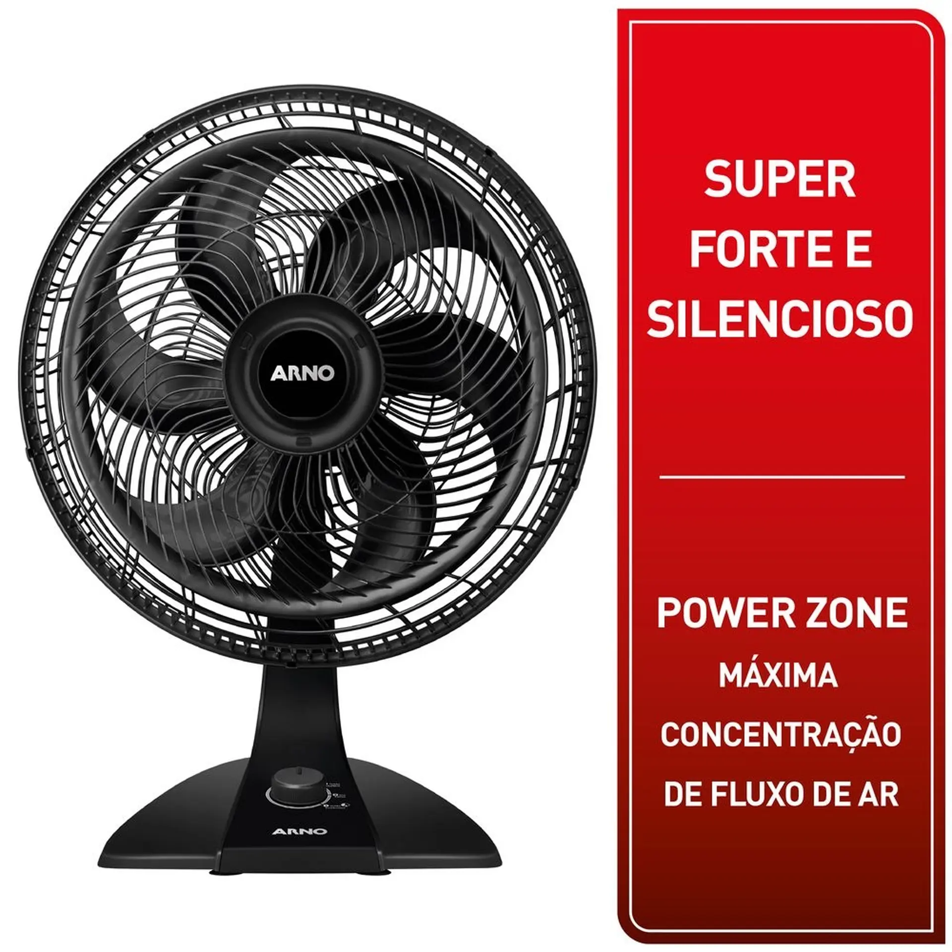 Ventilador 2 em 1 Mesa e Parede Arno Turbo Force 40cm VF42 6 Pás 126W - Preto - 110 Volts