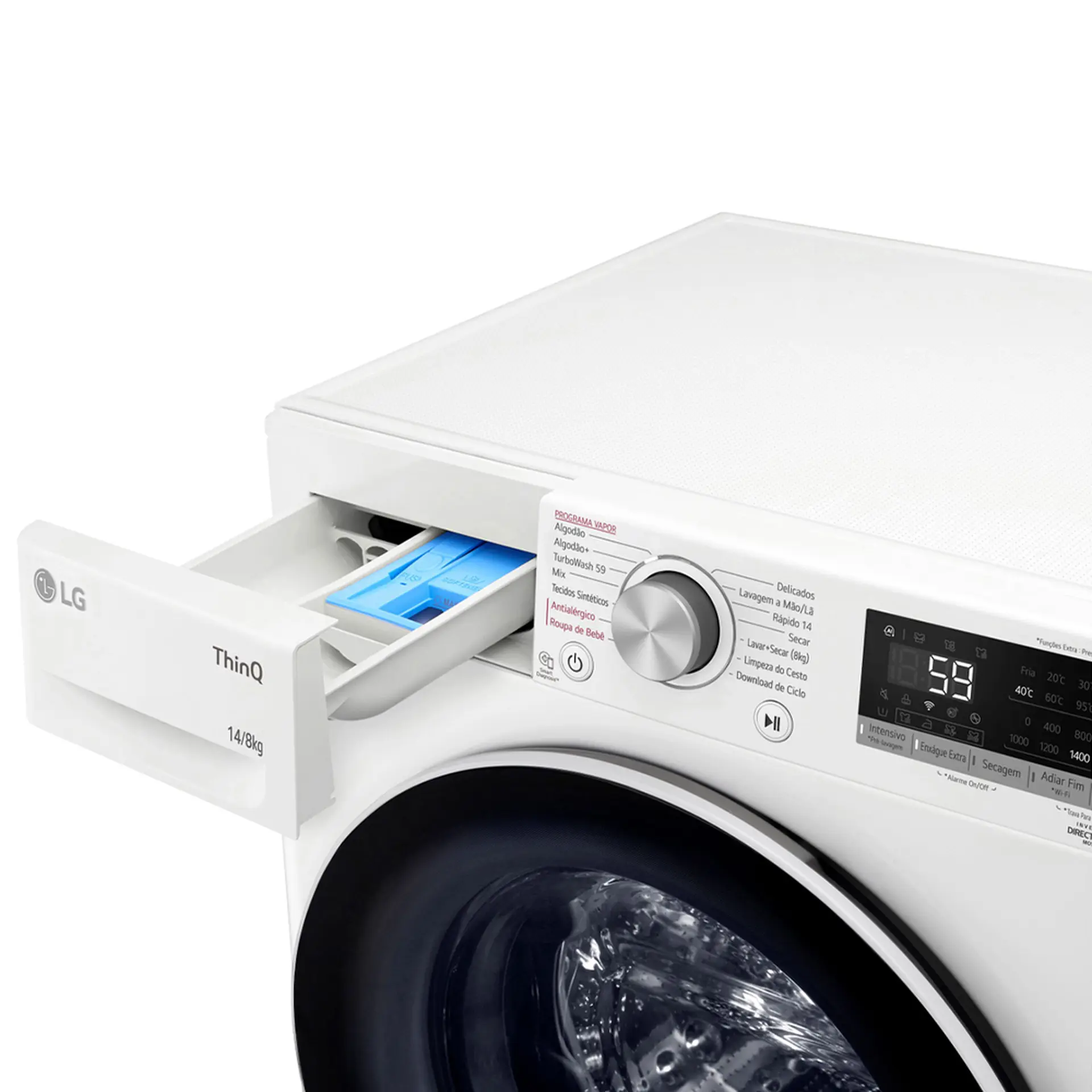 Lava e Seca Smart LG CV5 14kg Com Inteligência Artificial CV5014WC4A - Branco - 220 Volts