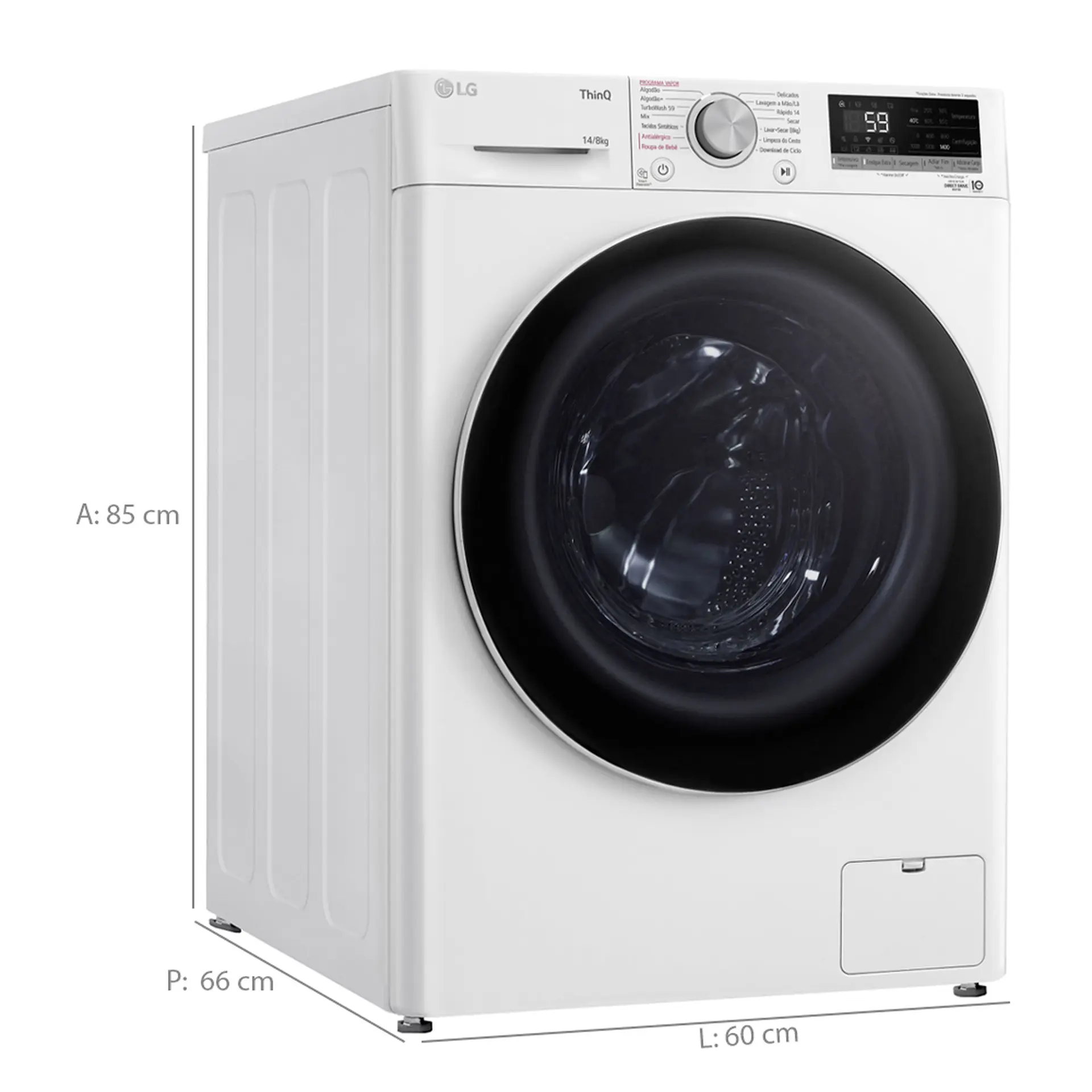 Lava e Seca Smart LG CV5 14kg Com Inteligência Artificial CV5014WC4A - Branco - 220 Volts