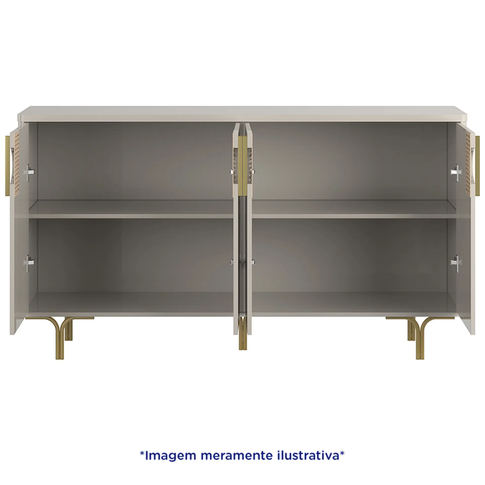 Buffet 4 Portas 2 Prateleiras Internas MDF Marsala Lukaliam - Off White
