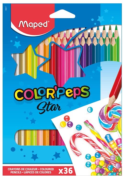 Lápis de Cor Maped 36X1 Grande Color Peps Cores Vivas e Vibrantes