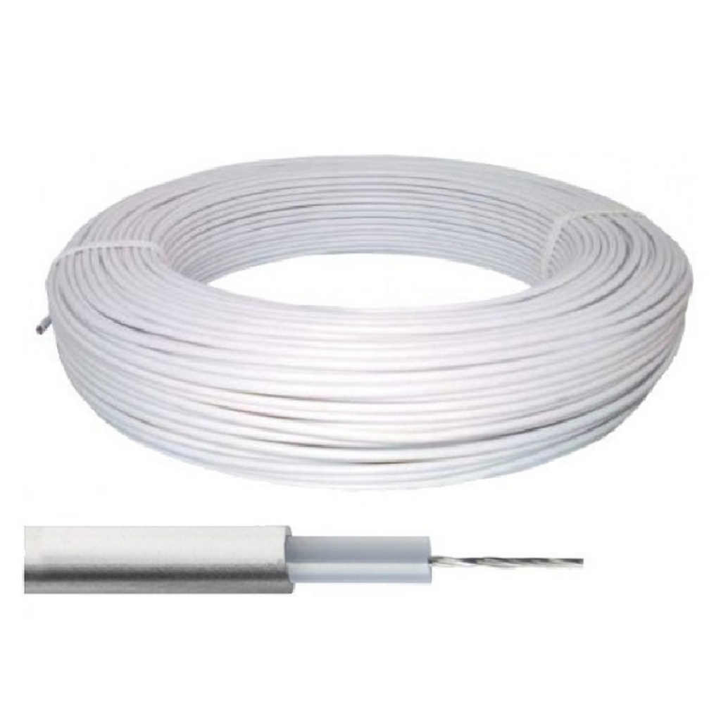 Cabo para Cerca Elétrica Telecam 5mm Alta Tensão Rolo 100m Branco 200300201