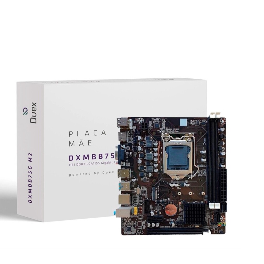 Placa Mãe Duex BB75G M2  Box para Intel LGA 1155 Memória DDR3 Som Video e  Rede