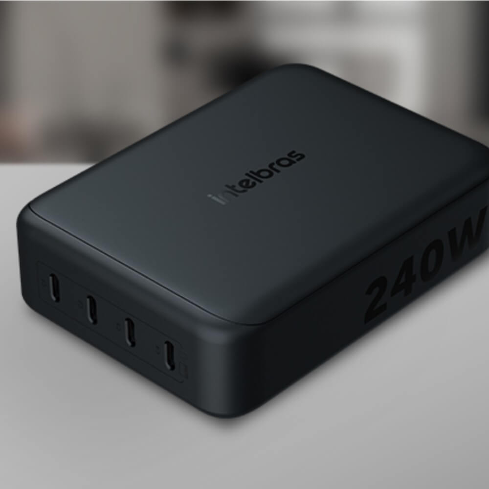 Carregador Ultra Rápido 4 USB-C EC 40 Desktop 240W GAN Preto Intelbras