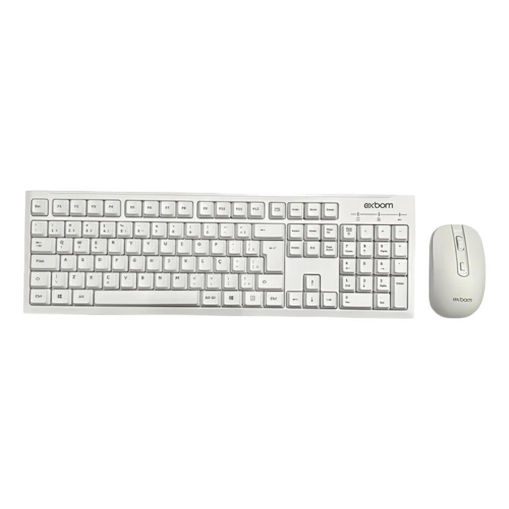 Kit Teclado + Mouse sem Fio Exbom Branco - 4367 - BK-S1000K