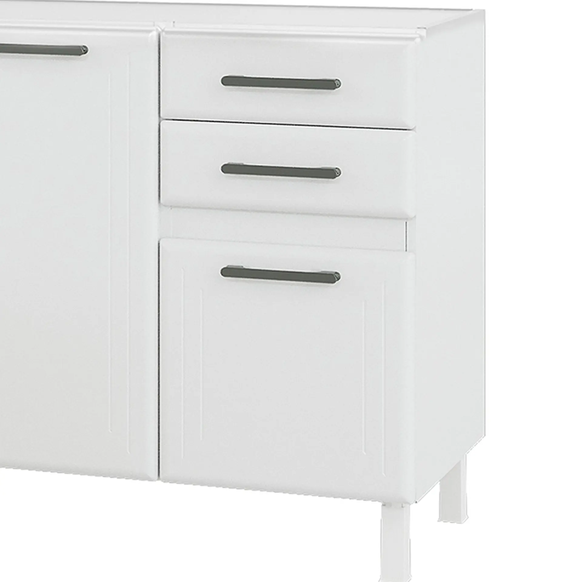Balcão sem Tampo 2 Portas 3 Gavetas 120cm Liz Telasul em Aço - Branco