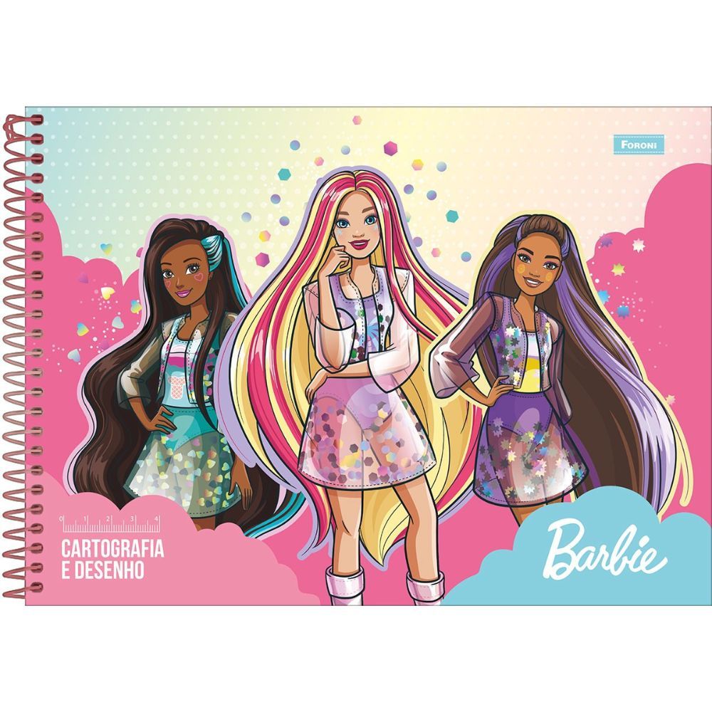 Caderno Cartografia Foroni Barbie Dream 80 Folhas