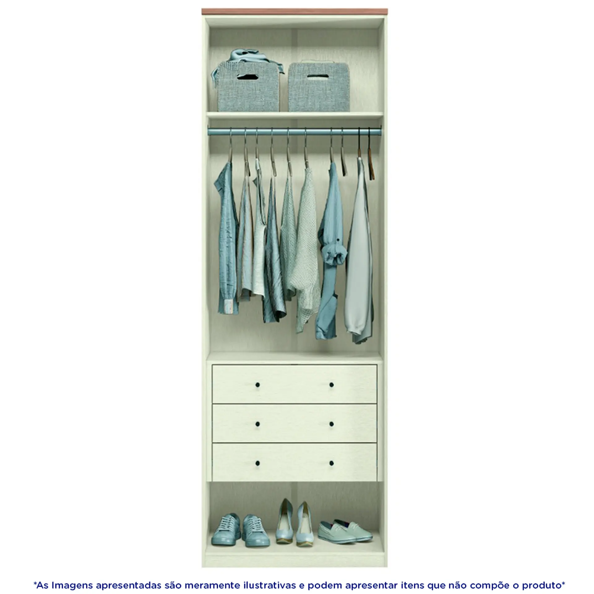Modulo Doce Vida 80cm 2 Portas 3 Gavetas MDF Santos Andirá - Areia/Wood