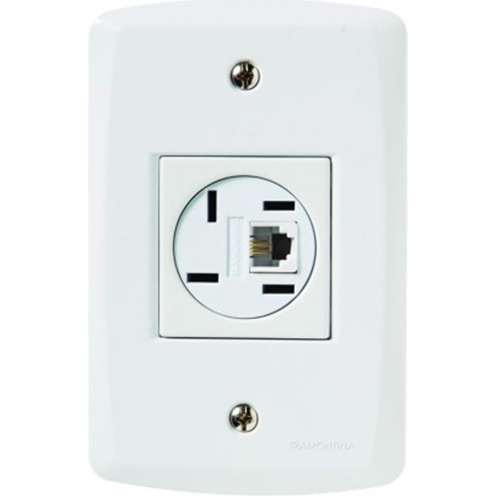 Tomada para Telefone 1RJ11/1BR com Espelho 4x2 Branco Tramontina - 57145/018