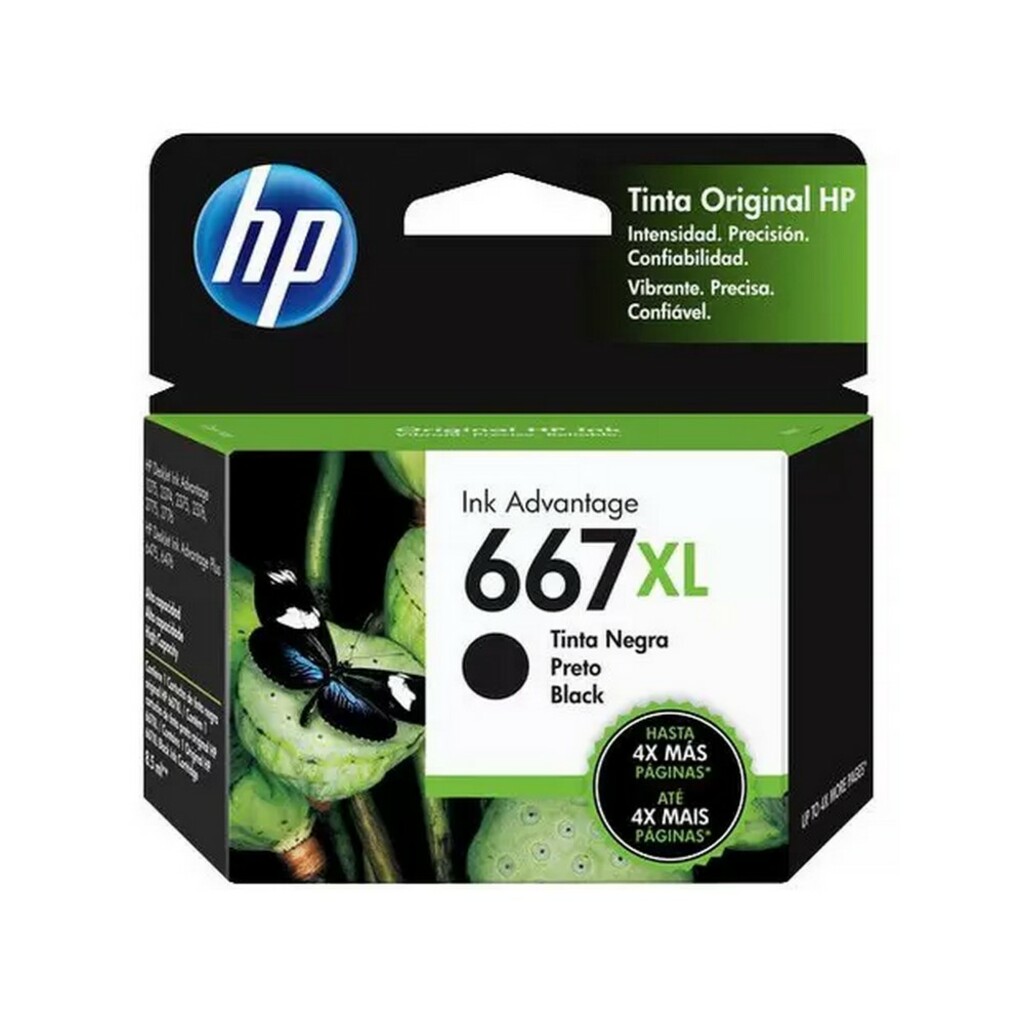 Cartucho de Tinta HP 667XL Preto Original - 3YM81AL - 330 páginas para 1275, 2374, 2375, 2376, 2775, 2776, 6475, 6476
