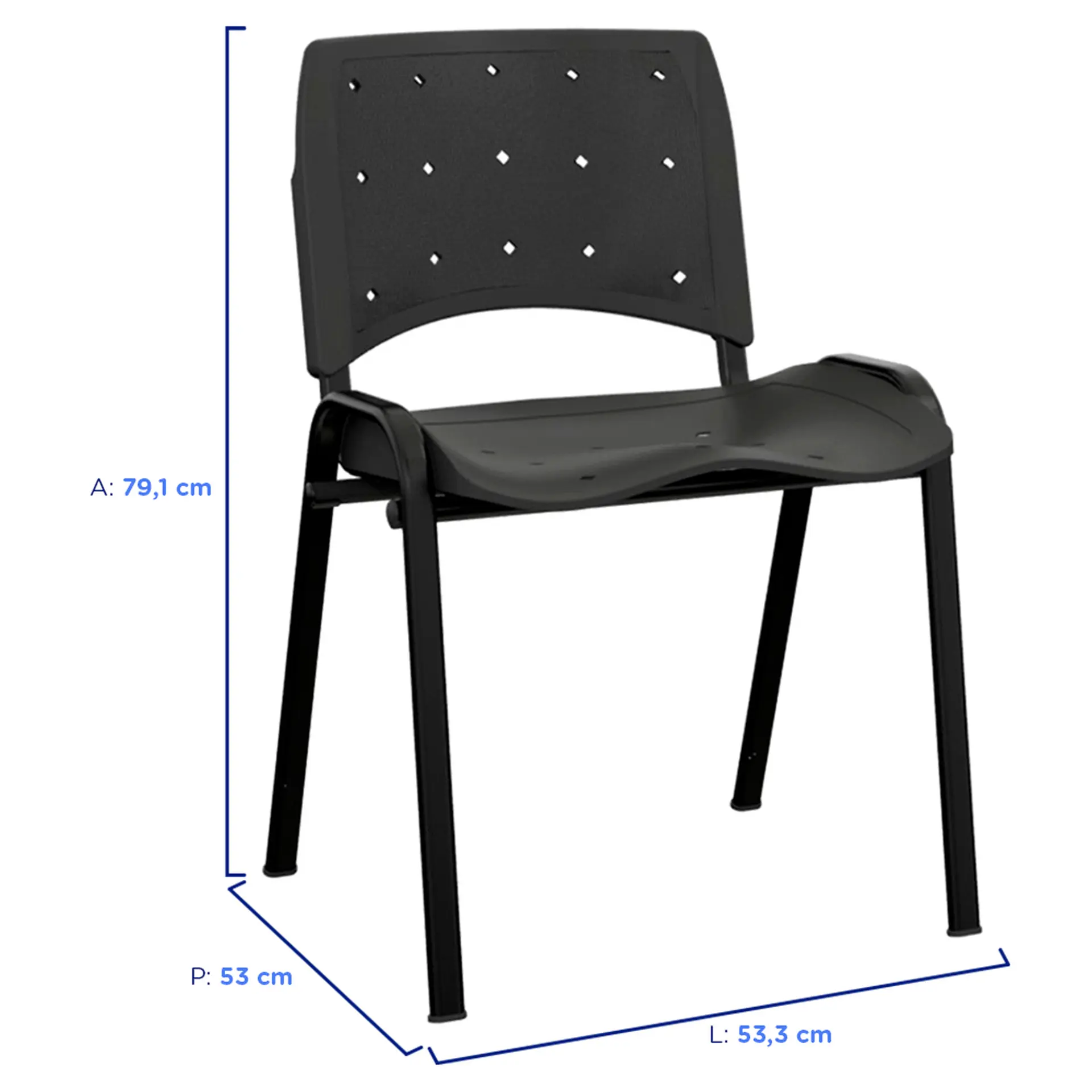 Cadeira Fixa Plaxmetal Secretária Ergoplax 4 Pés - Preto