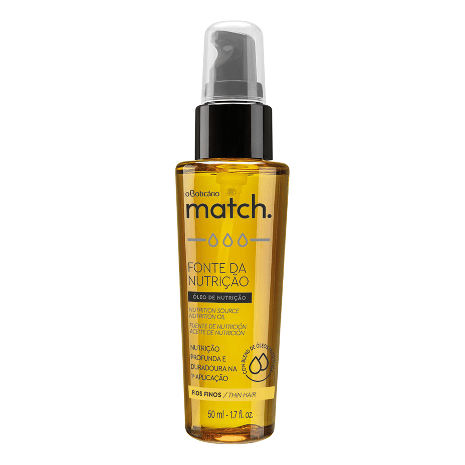 Óleo Capilar Match Fonte da Nutrição Fios Finos, 50ml