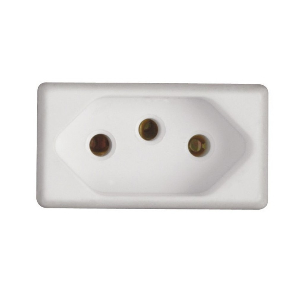 Tomada modulo 2 Pinos + Terra 10A Tramontina Liz, Lux2, Giz, Tablet, Lizflex, Plastibox Branco - 57115/030