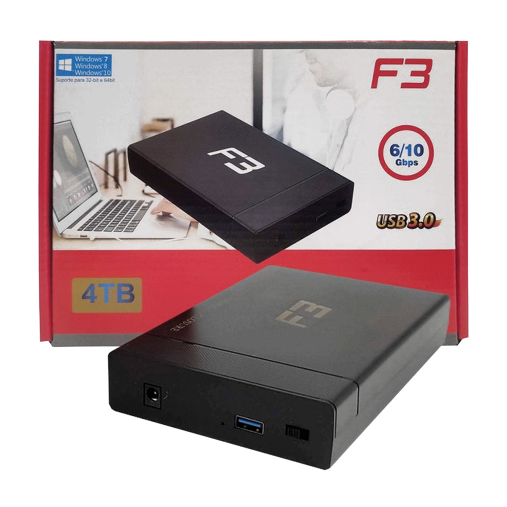Gaveta Externa Case para HD / SSD Sata 3,5/2,5 USB 3.0 Preto F3 - 1503