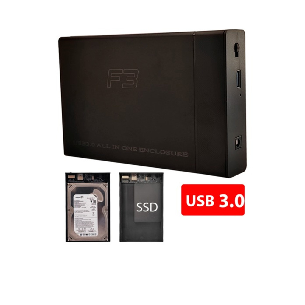 Gaveta Externa Case para HD / SSD Sata 3,5/2,5 USB 3.0 Preto F3 - 1503