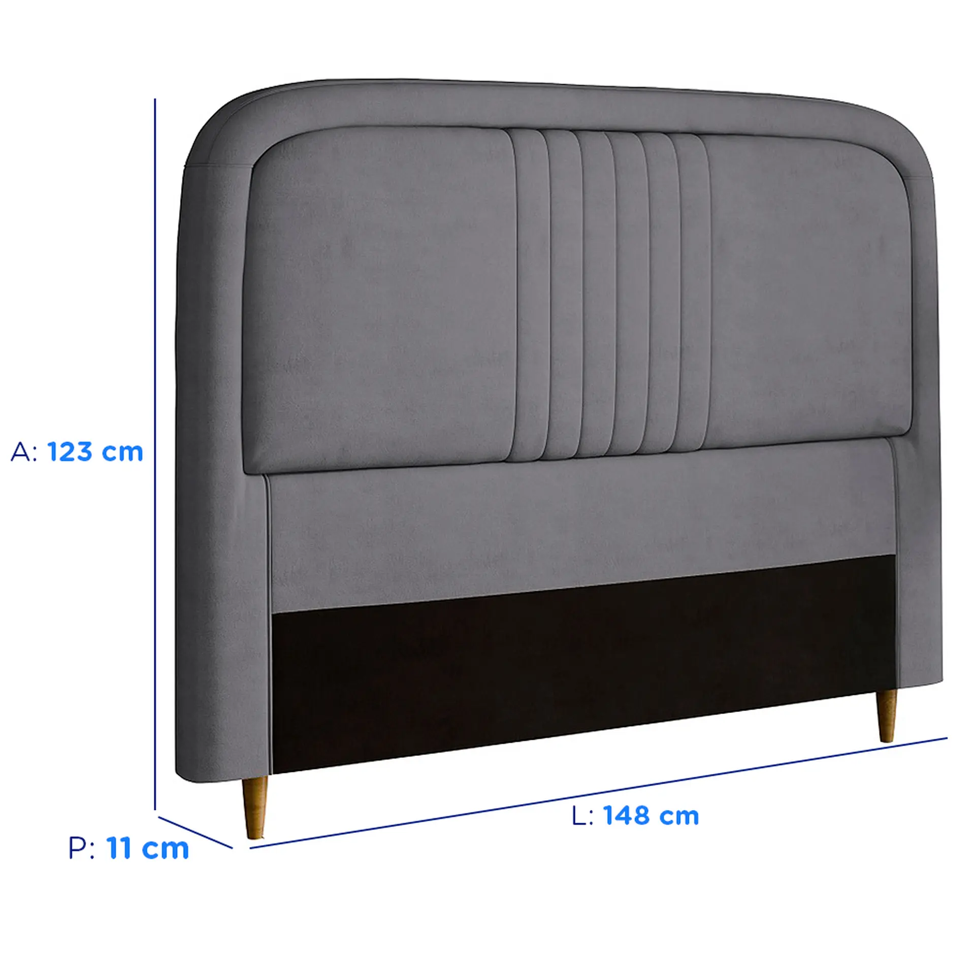 Cabeceira Casal Estofada 148cm MDF Chicago Dubue - Cinza