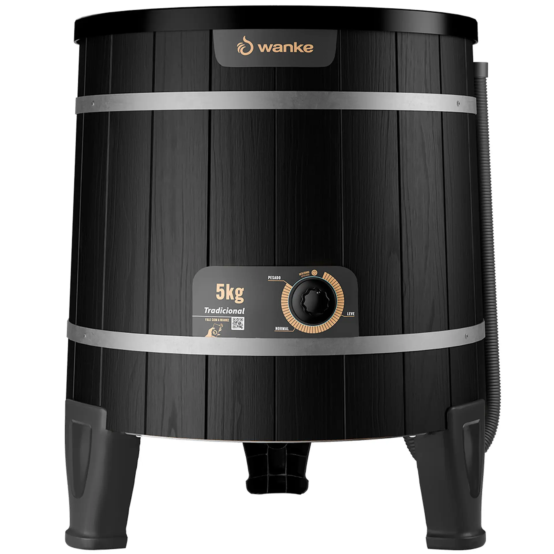 Tanquinho Wanke Tradicional 5kg Semiautomático Agitador Removível - Madeira Escura - 110 Volts