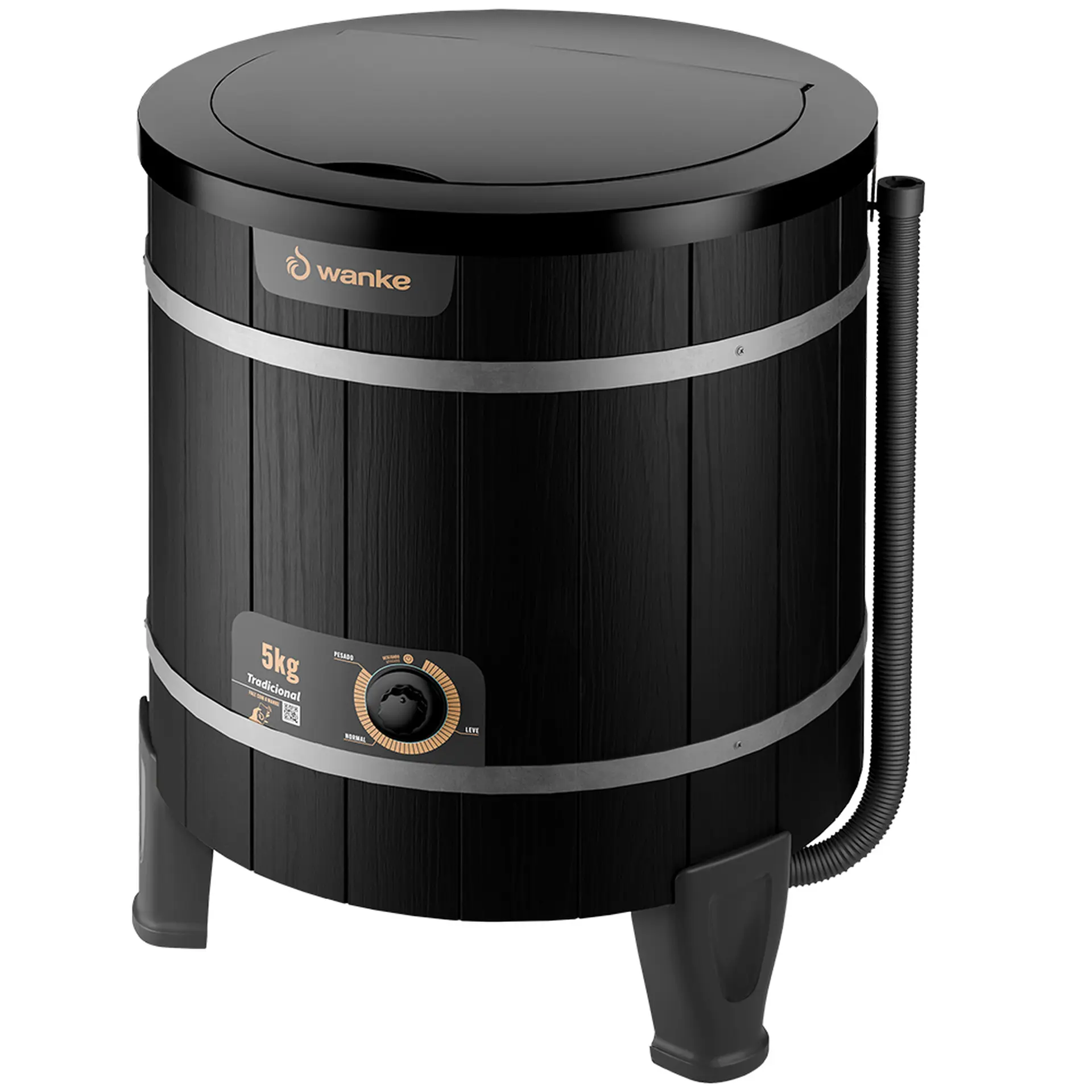 Tanquinho Wanke Tradicional 5kg Semiautomático Agitador Removível - Madeira Escura - 110 Volts