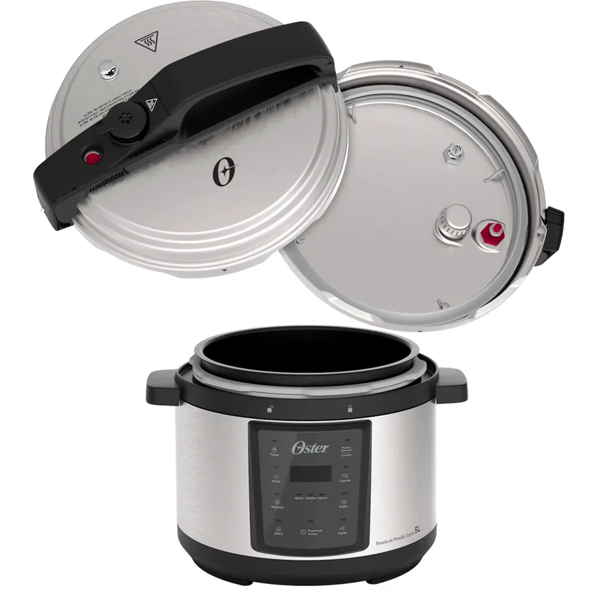 Panela de Pressão Elétrica Oster 5L com Painel Digital e Timer OPAN920 - Inox/Preto - 220 Volts