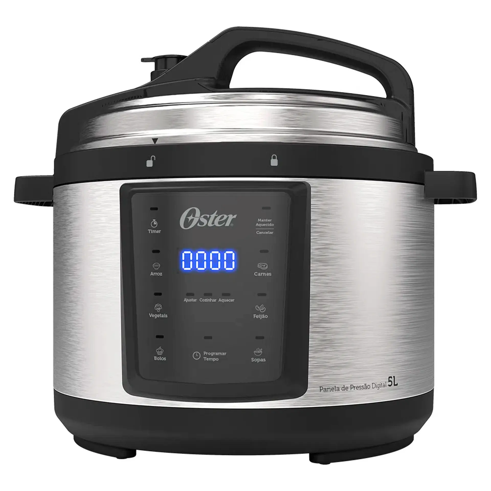 Panela de Pressão Elétrica Oster 5L com Painel Digital e Timer OPAN920 - Inox/Preto - 220 Volts