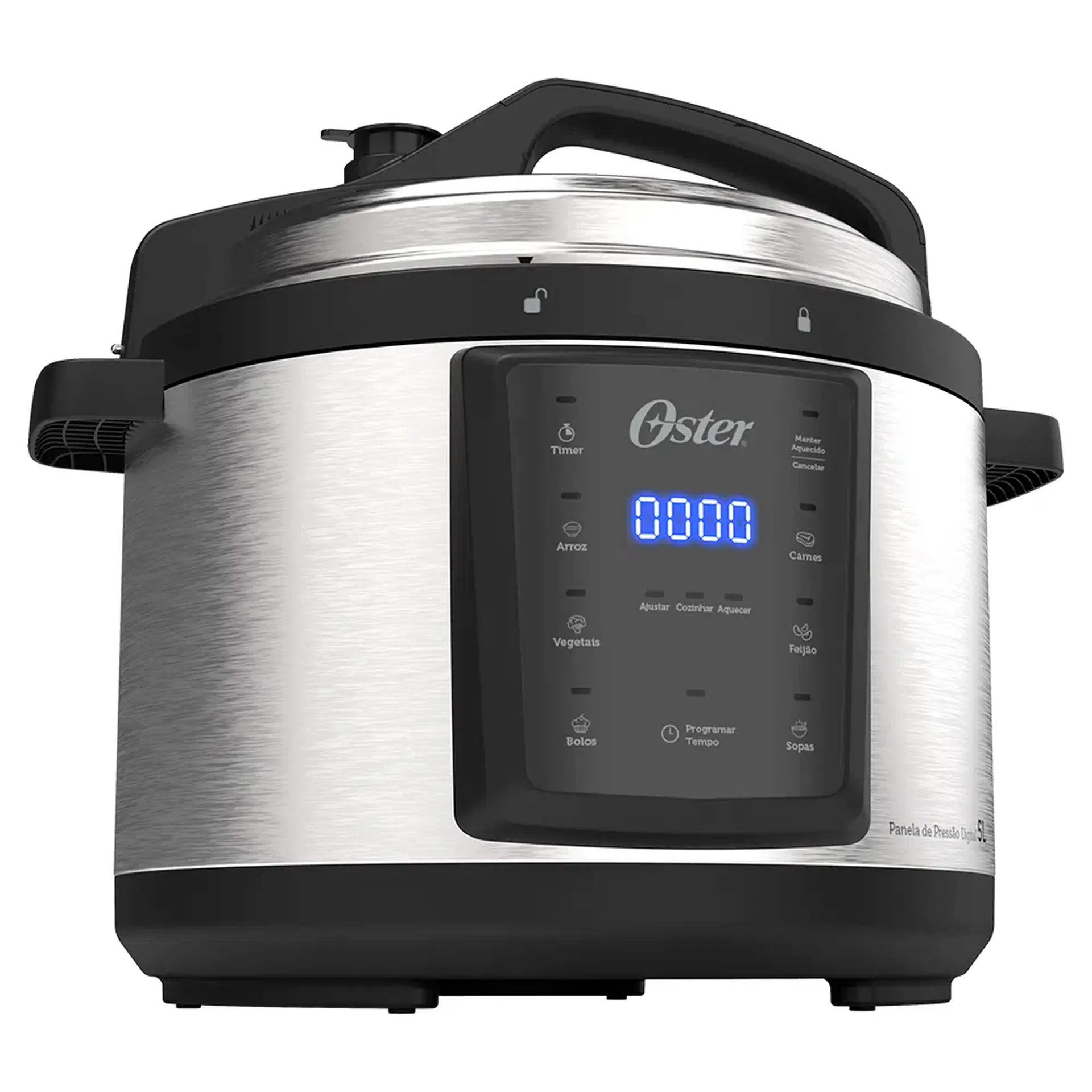 Panela de Pressão Elétrica Oster 5L com Painel Digital e Timer OPAN920 - Inox/Preto - 220 Volts