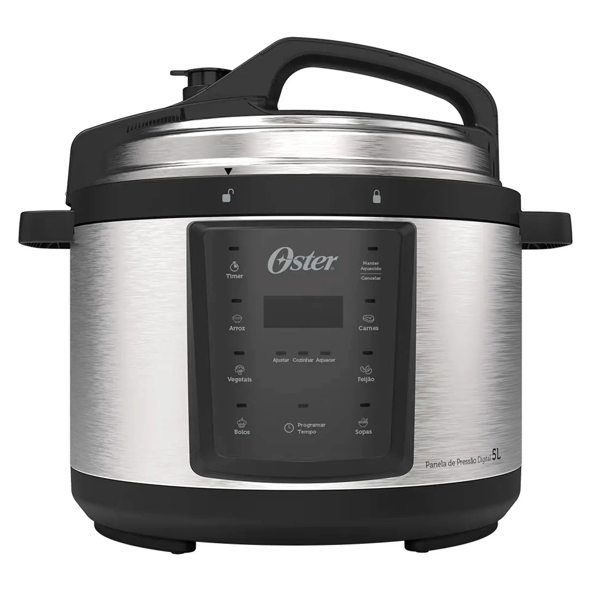 Panela de Pressão Elétrica Oster 5L com Painel Digital e Timer OPAN920 - Inox/Preto - 220 Volts