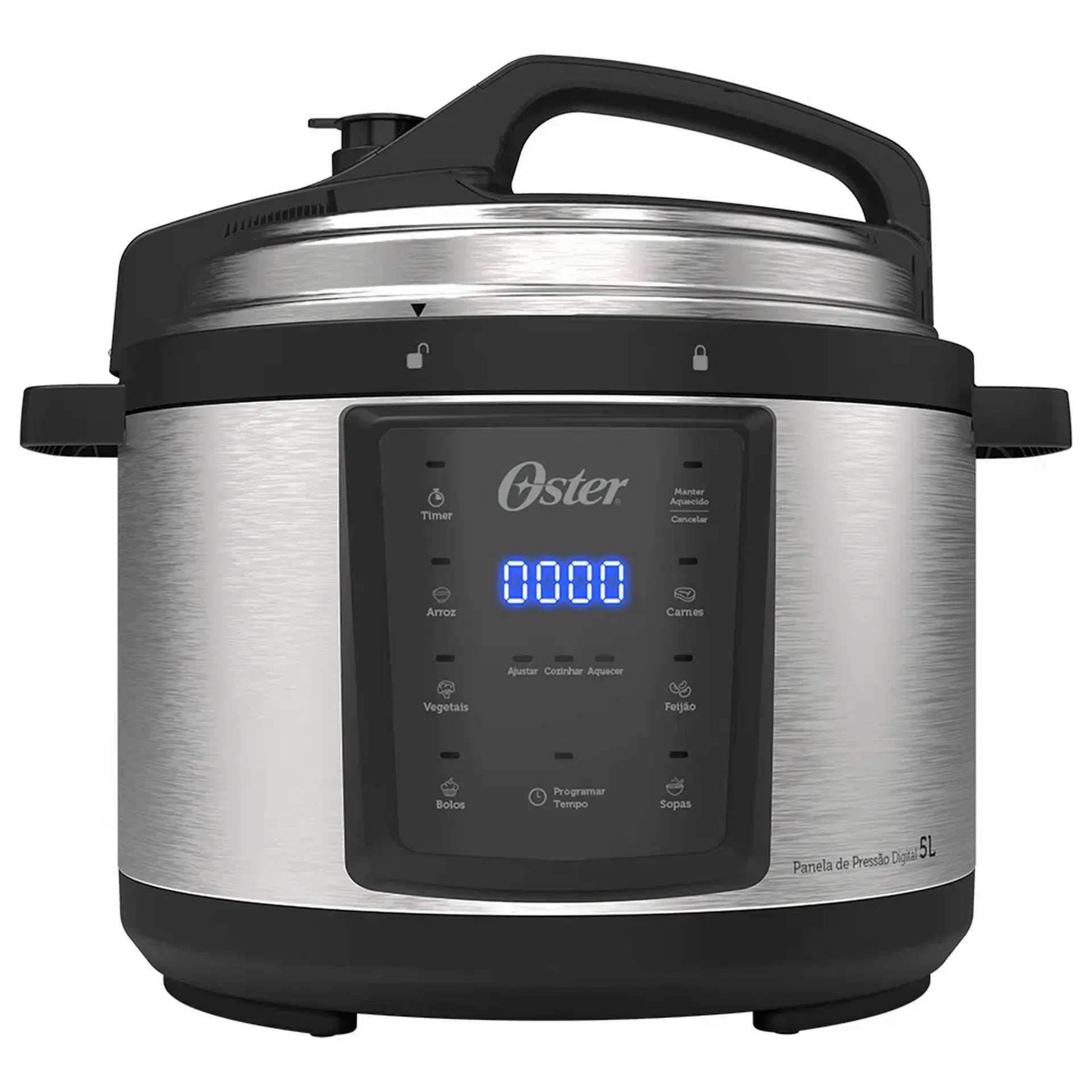 Panela de Pressão Elétrica Oster 5L com Painel Digital e Timer OPAN920 - Inox/Preto - 220 Volts