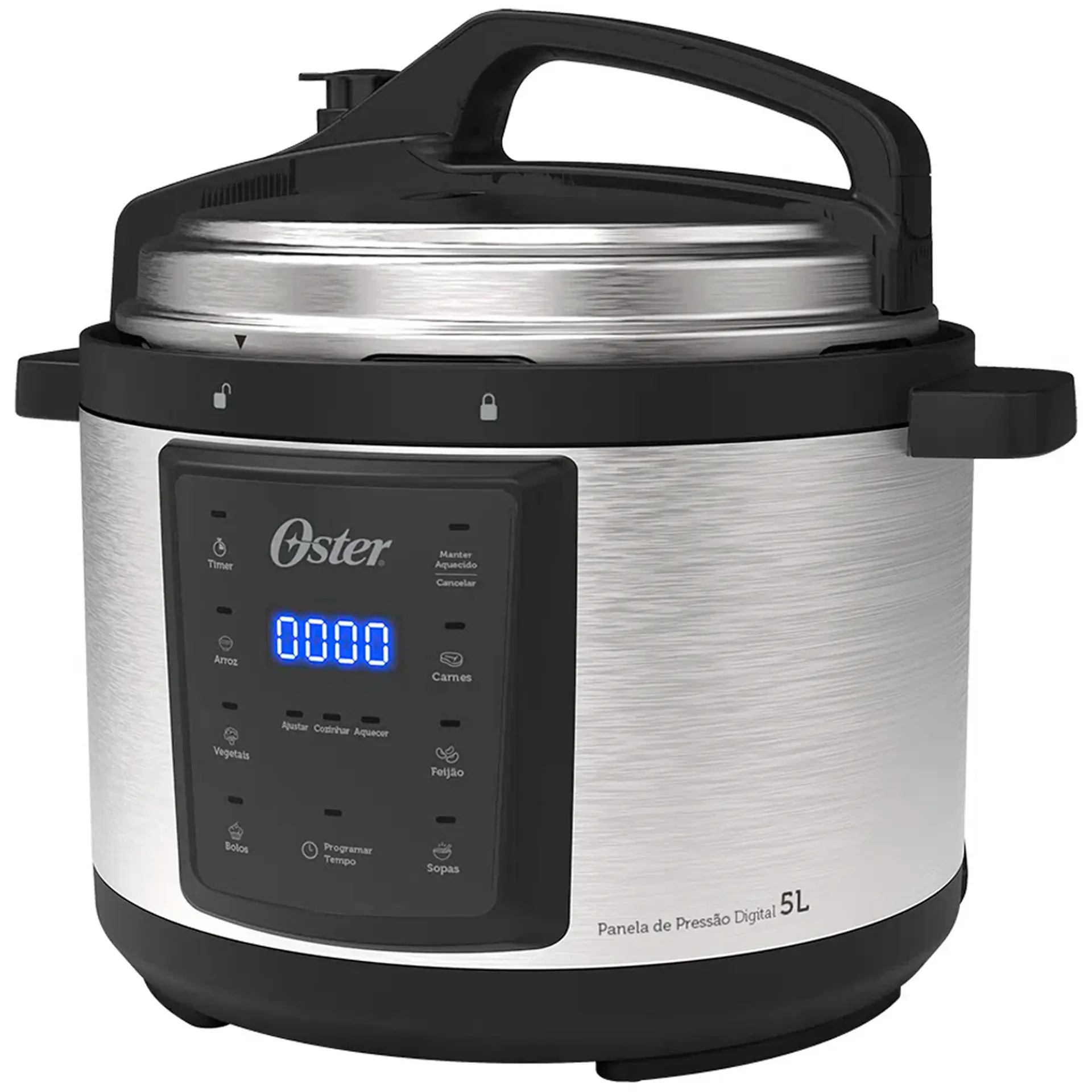 Panela de Pressão Elétrica Oster 5L com Painel Digital e Timer OPAN920 - Inox/Preto - 220 Volts