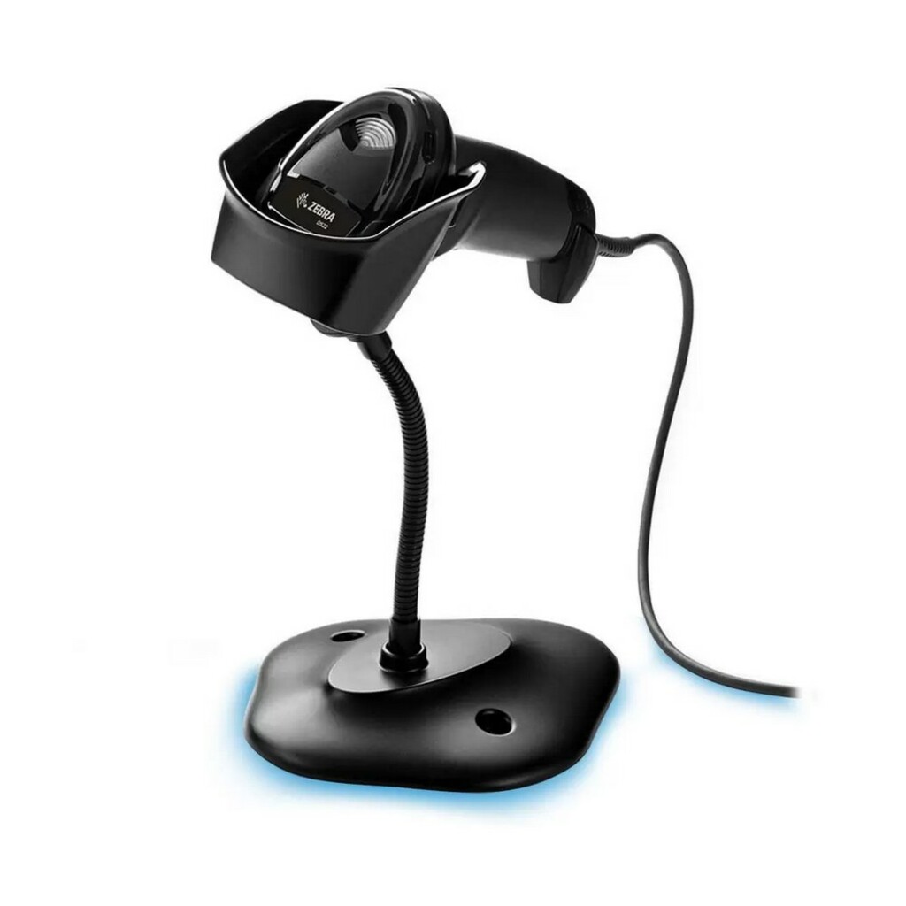 Leitor de Código de Barras e QR Code Imager 1D 2D de Mão com Pedestal  Zebra DS2208-SR USB - lê Nota Fiscal Eletrônica Boleto Bancário e Tela