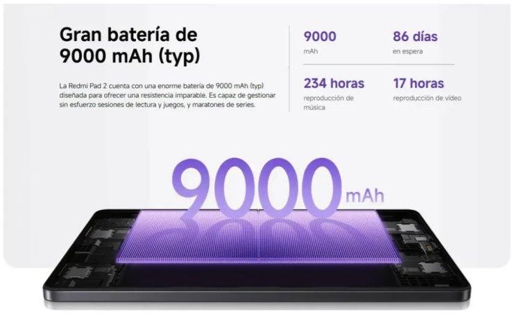 Tablet Xiaomi Redmi Pad 2 11 8 GB RAM 256 GB Preto