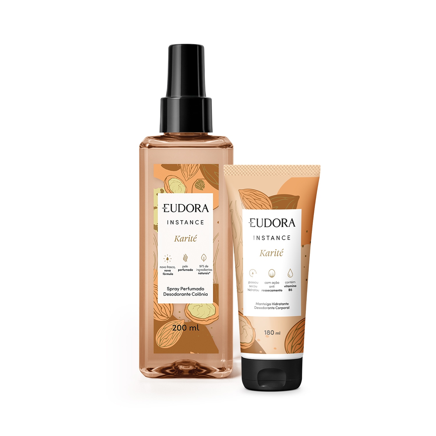 Combo Instance: Manteiga Hidratante Desodorante Corporal 180ml + Spray Perfumado Desodorante Colônia 200ml