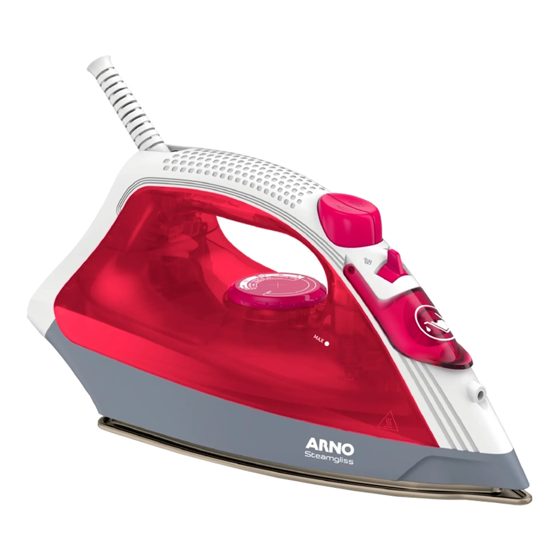 Ferro de Passar a Vapor Arno Steamgliss FSGC Base Ceramic Glide 1200W - Rosa - 220 Volts
