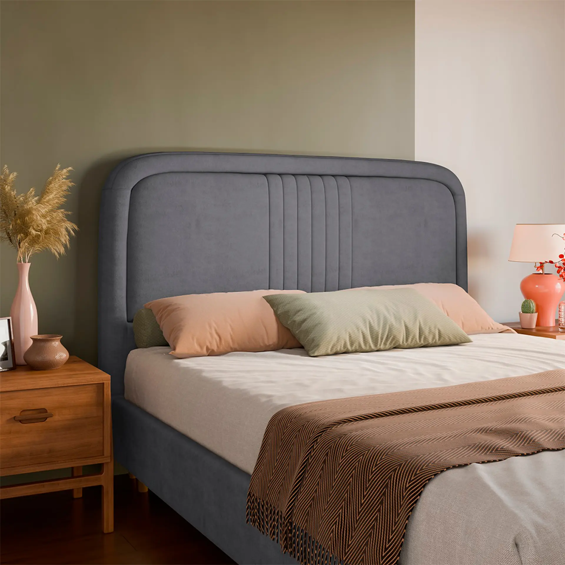 Cabeceira Qeen Size Estofada 160cm de MDF Chicago Dubue - Cinza