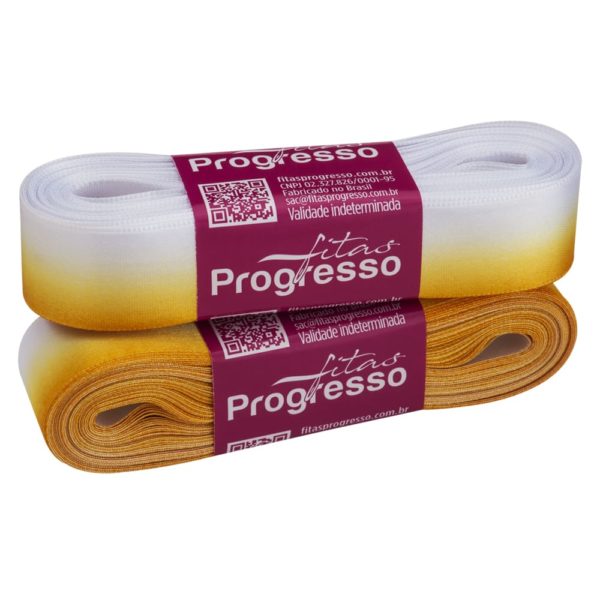 Fita de Cetim Progresso 10 mts n.5 Degrade Amarelo Ouro