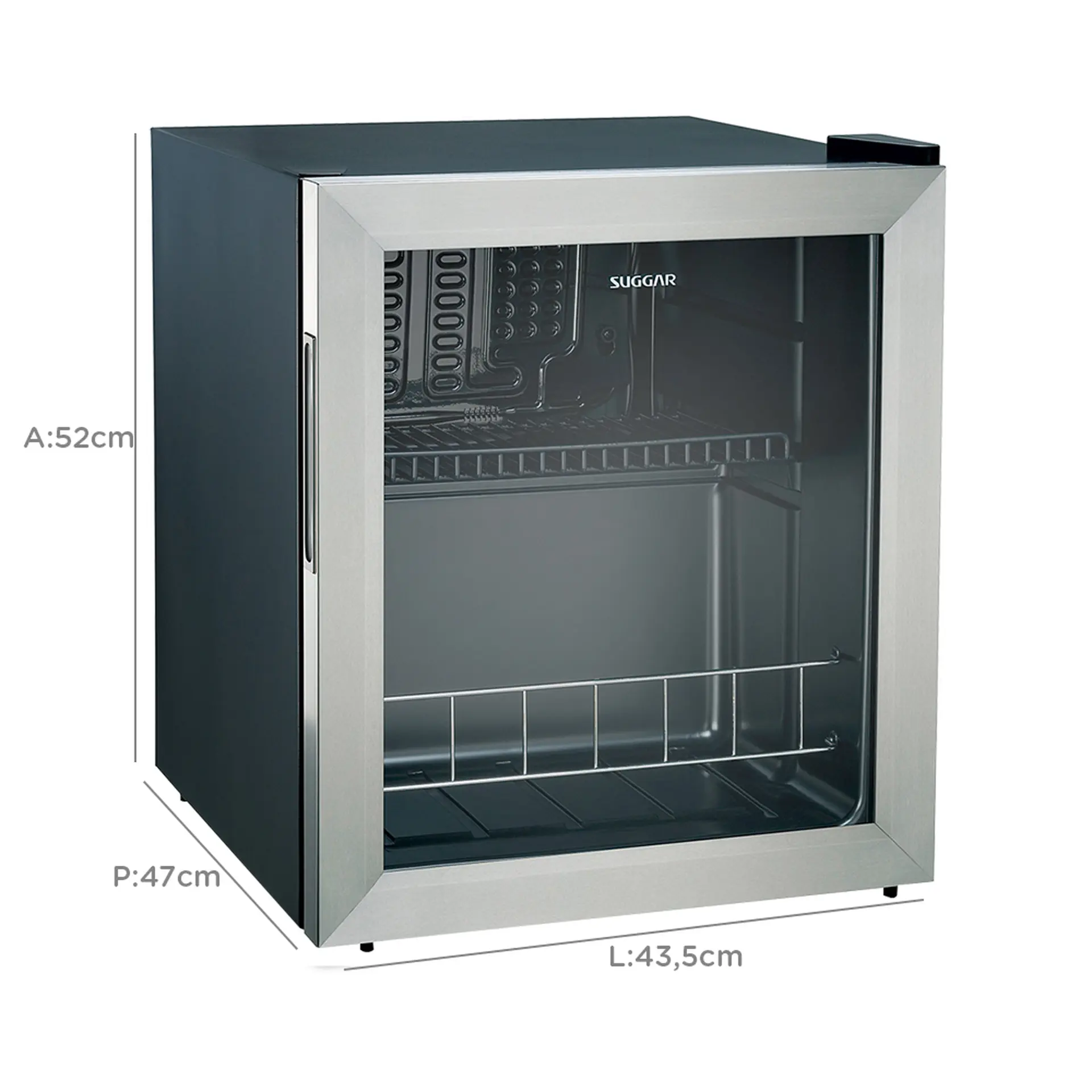 Frigobar Suggar 46L 1 Porta em Vidro FB46 - Inox - 110 Volts