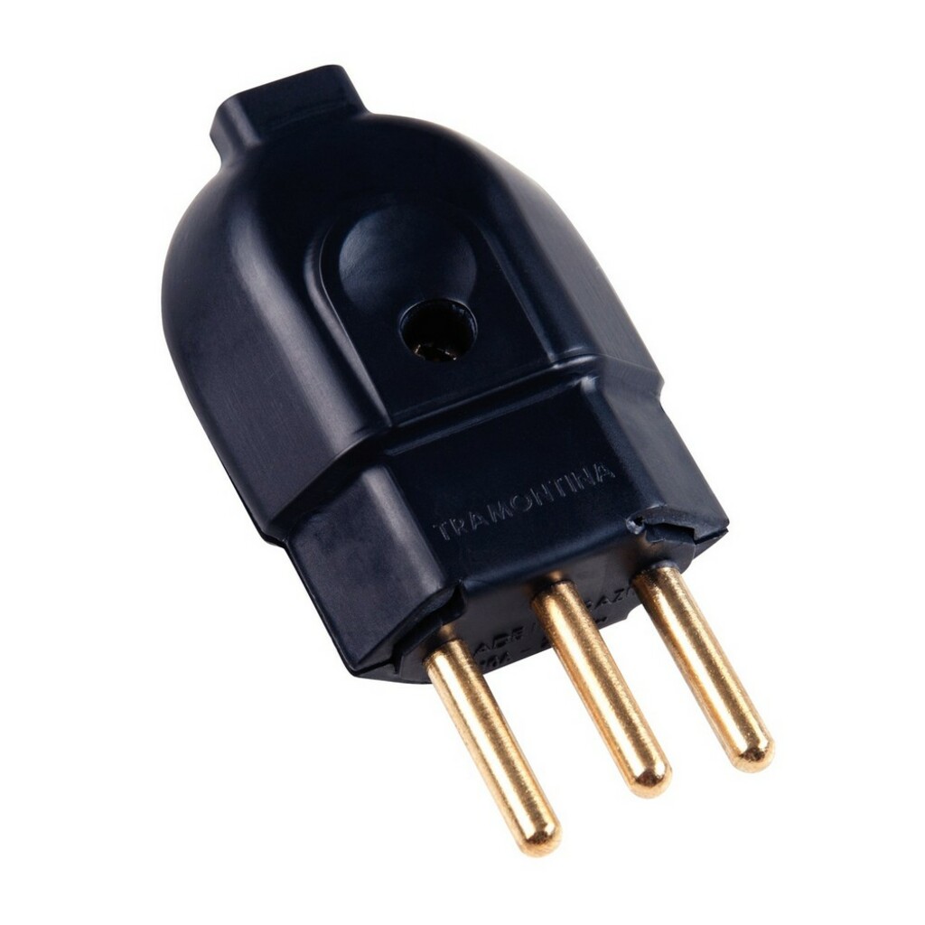 Plug Macho Tramontina 3 Pinos Redondo 10 Amperes Preto - 57403/003 - Unitário