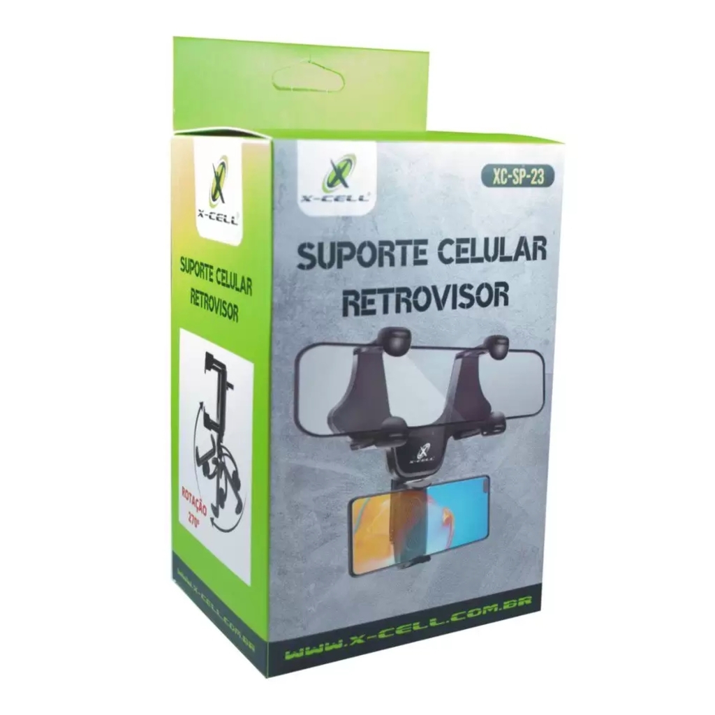 Suporte de Celular e GPS para Carro Retrovisor com Rotação em 270° X-cell XCSP23