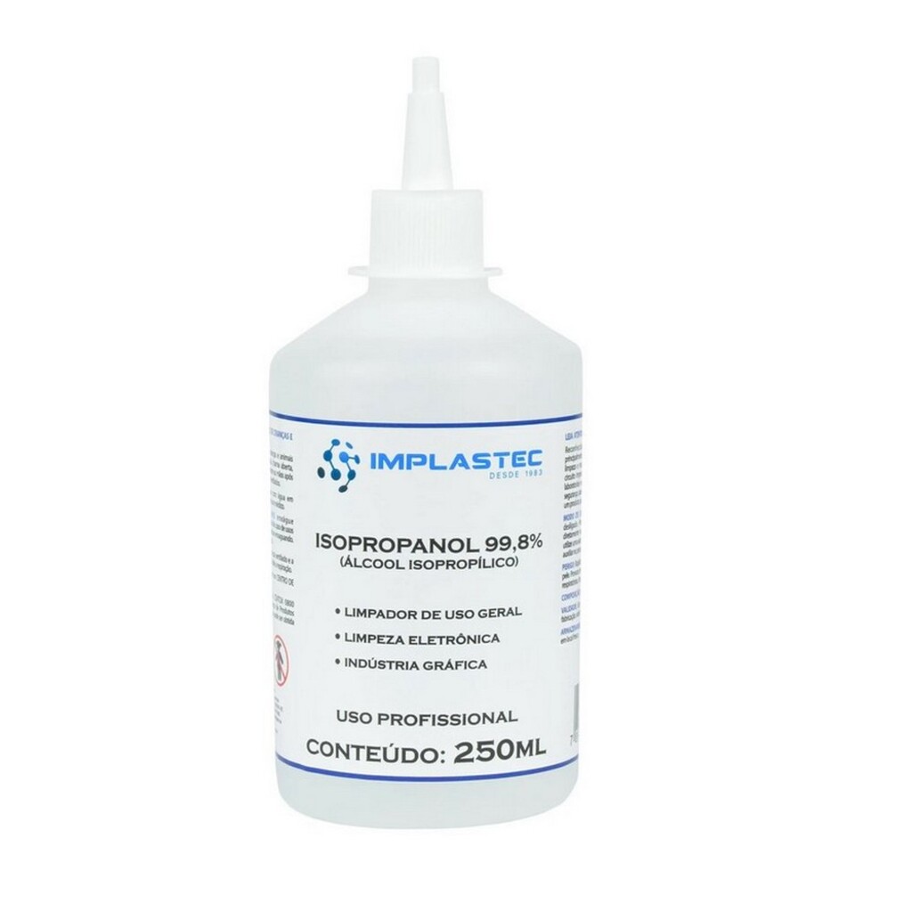 Álcool Isopropílico 99,8% Isopropanol 250ml Bico Aplicador - Implastec - PAIP025036