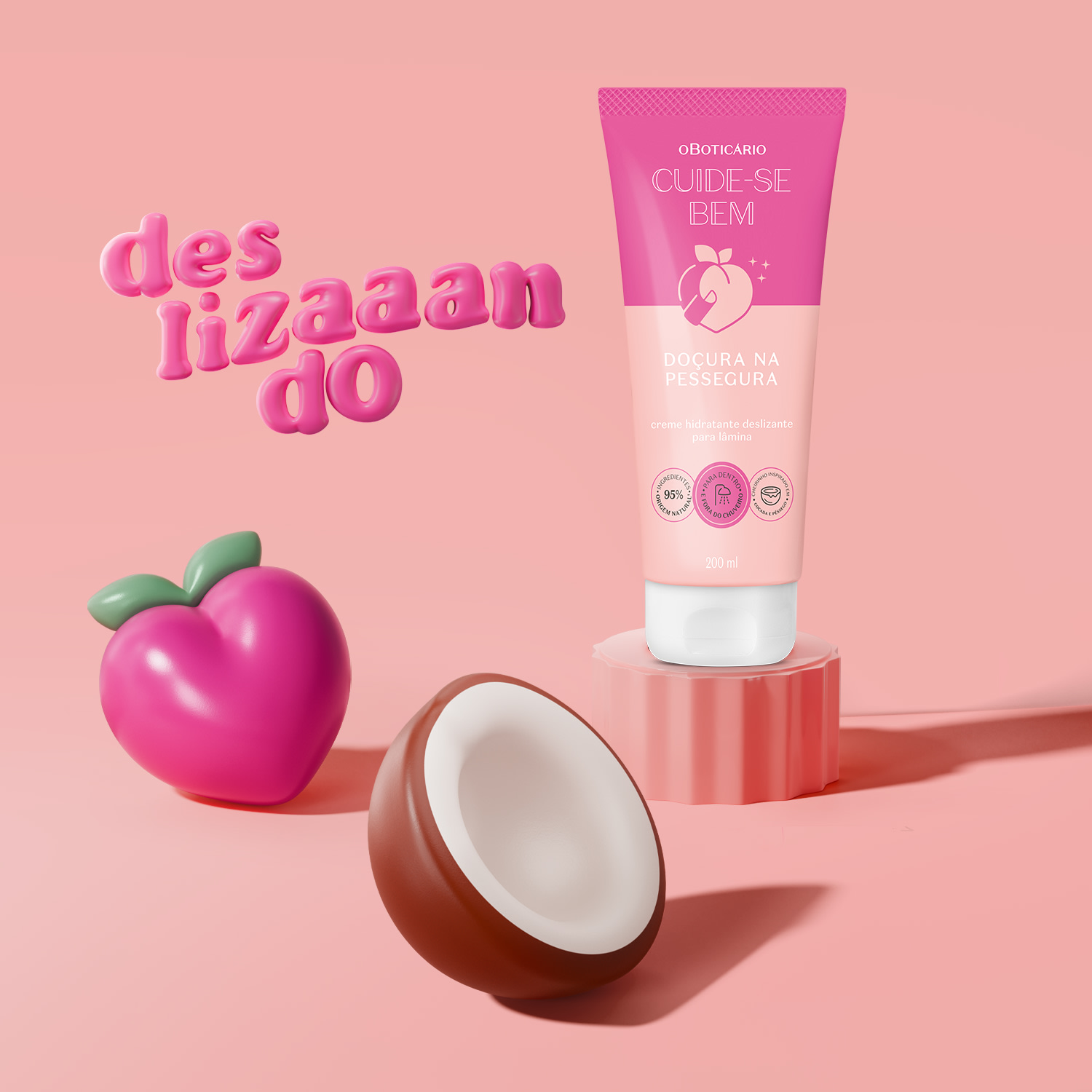 Creme Hidratante Deslizante Para Lâmina Cuide-se Bem Doçura na Pessegura 200ml