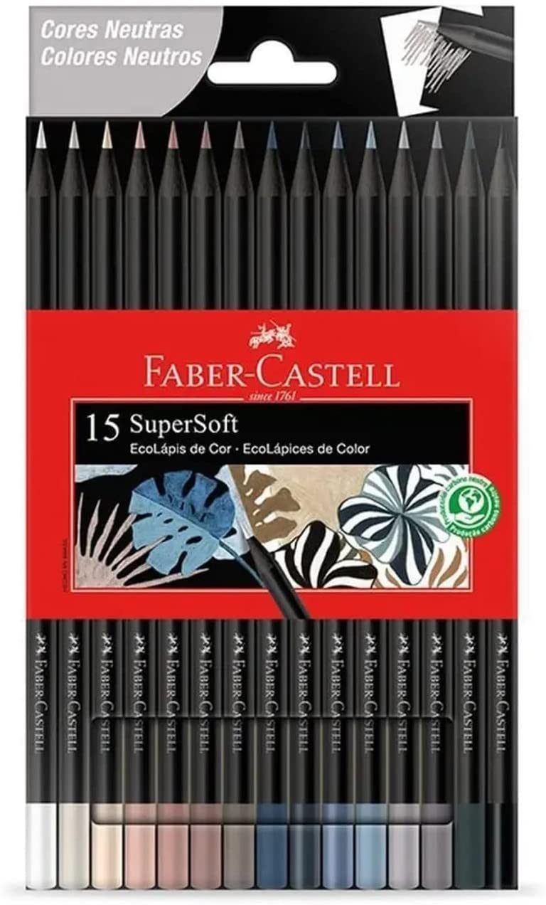 Lápis de Cor Faber Castell 15X1 Grande Supersoft Neutras