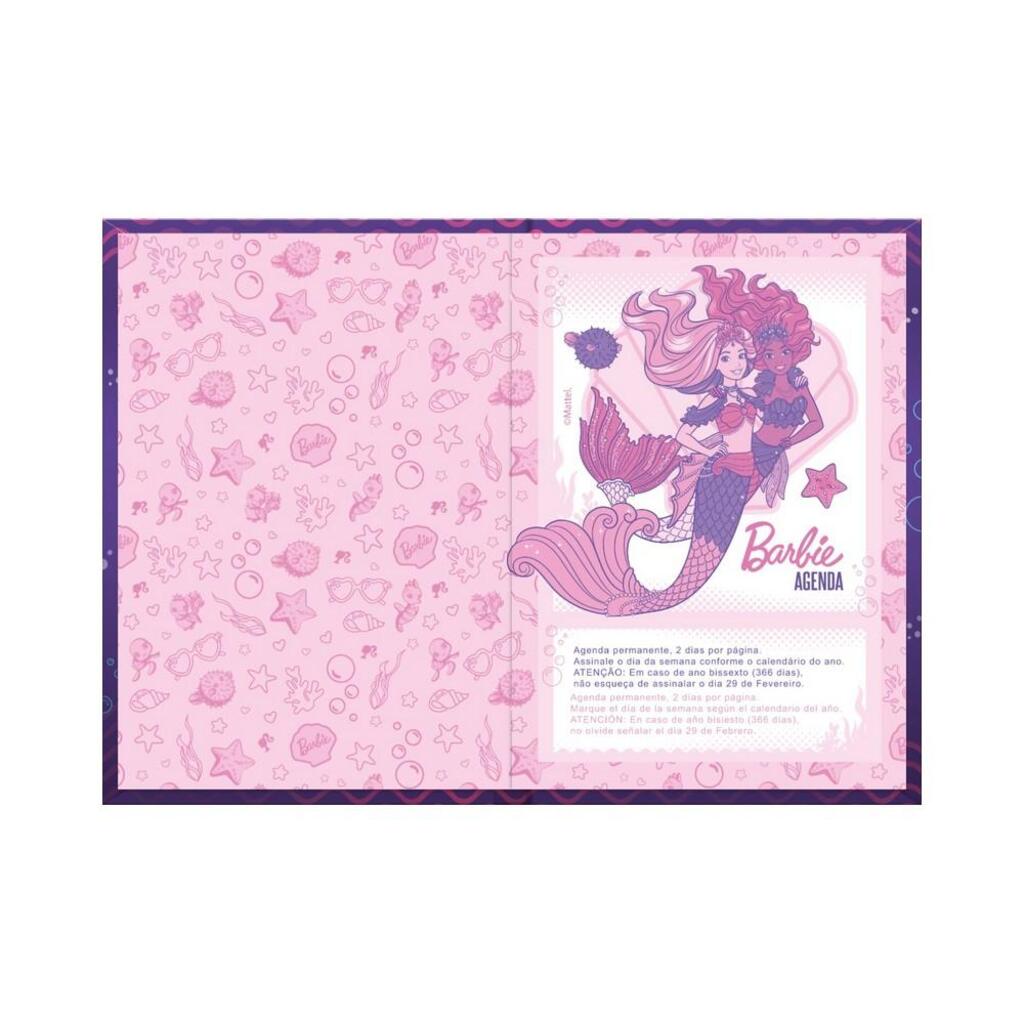 Agenda Escolar Permanente 105x148mm 96 Folhas Barbie Rosa - Foroni - 54.7668-1