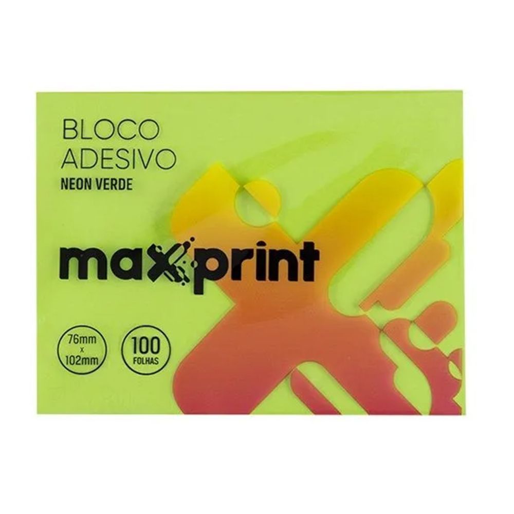 Bloco Adesivo Maxprint 76x102mm com 100 Folhas Verde Neon