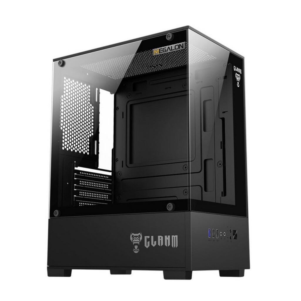 Gabinete Gamer sem Cooler Fan e sem Fonte Lateral e Frente em Vidro Temperado Preto Potencial Suprimentos - 12104 MEGALON