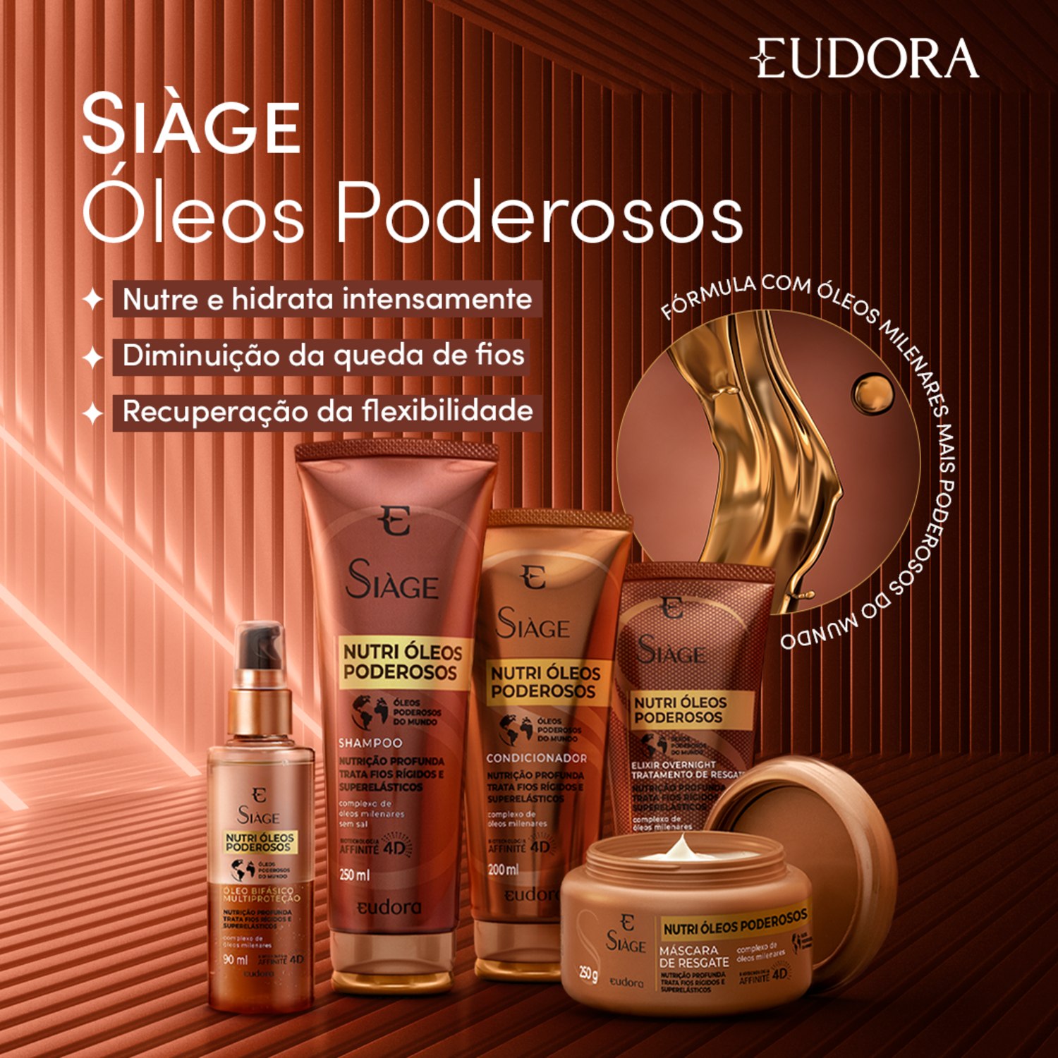 Kit Siàge Nutri Óleos Poderosos Shampoo + Condicionador + Máscara Capilar